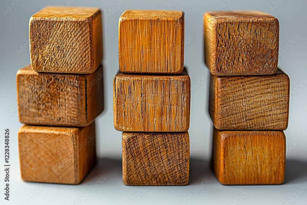 Poster a stack of wooden blocks arranged in two groups.