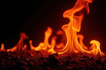 Fototapeta premium Fiery embers glow intensely, isolated on black , light, isolated