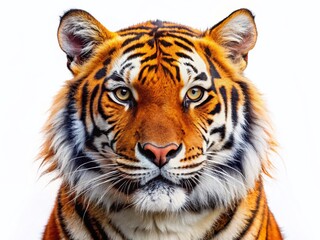 Smiling Tiger Head Clipart: Isolated Orange Big Cat Illustration for Designs