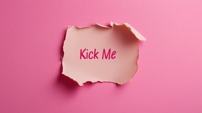 Playful pink background with 'kick me' note for humorous designs
