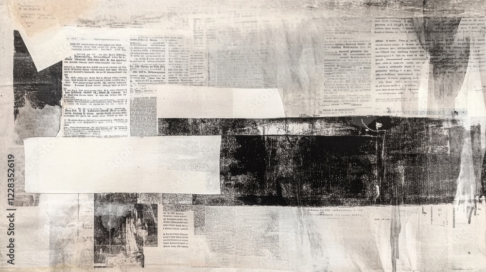 Aufkleber Vintage newspaper clippings overlapping to create a textured and layered composition full of history and intrigue. Generative AI