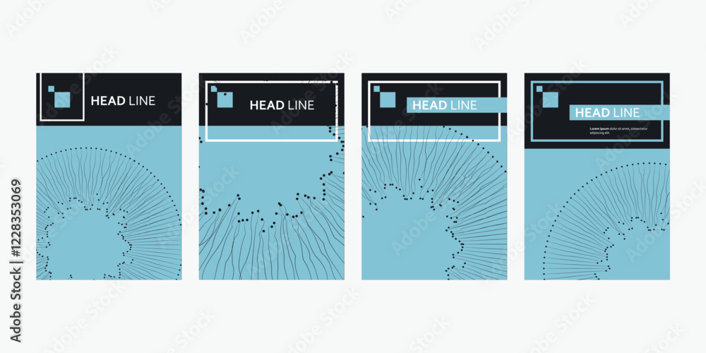 Poster abstract circle dots lines on graphic design template. digital background. business illustration. bl