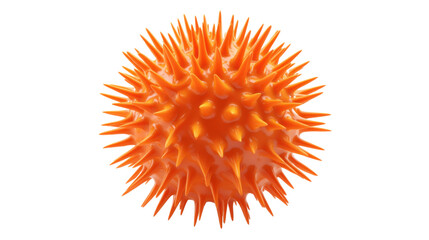 Orange virus cell with spikes showing on transparent background. Transparent background