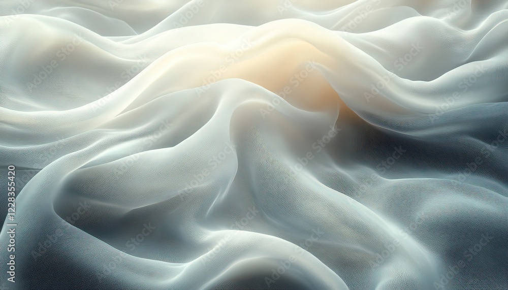 Poster lighted, flowing wavy fabric background for use in design, abstract shapes and texture