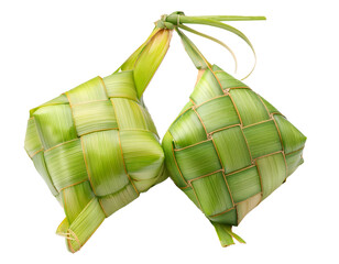 Naklejka premium Ketupat rice isolated on transparent background. Png image assets, suitable for Eid event. Generative Ai