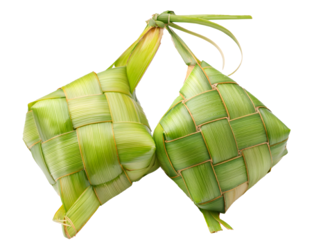 Ketupat rice isolated on transparent background. Png image assets, suitable for Eid event. Generative Ai