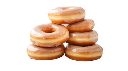 piles of glazed donuts isolated on white or transparent png