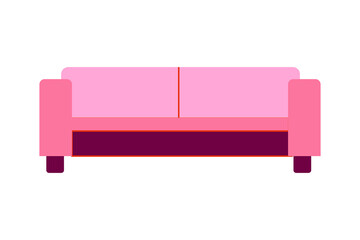 Fun, minimalist pink sofa vector illustration in a modern, flat design. Perfect for home decor, furniture, and interior design concepts. Transparent PNG for versatile use in digital projects
