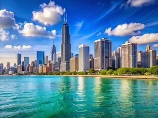 Obraz premium Stunning Chicago Skyline Panorama from Hancock Observatory: Cityscape View