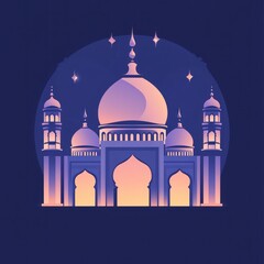 Majestic Mosque at Night Under Starlit Sky