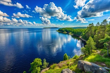 Stunning Lake Ladoga Landscape: Breathtaking Daytime View of Russia's Largest Lake