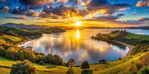 Stunning Panoramic Bay View at Sunset - Coastal Landscape Photography