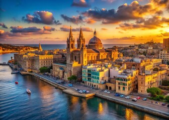 Obraz premium Stunning Panoramic View of St. Julian's Cityscape, Malta - Architectural Photography