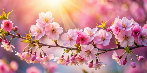 Stunning Spring Sakura Blossom Branch - Delicate Pink Flowers in Full Bloom
