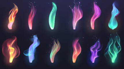 Obraz premium aurora borealis polar lights set