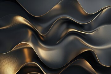 Obraz premium Luxurious Gold and Black Silk Fabric with Elegant Satin Folds, Shimmering Metallic Texture, and Premium Design for Glamorous Backdrops