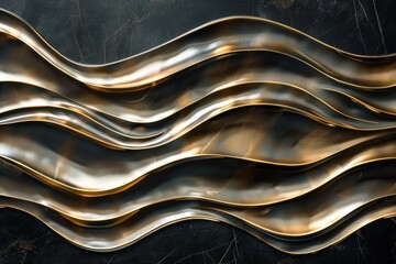 Luxurious Gold and Black Silk Fabric with Elegant Satin Folds, Shimmering Metallic Texture, and Premium Design for Glamorous Backdrops