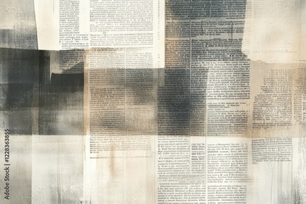 Aufkleber vintage newspaper clippings overlapping, showcasing historical articles and advertisements from vari