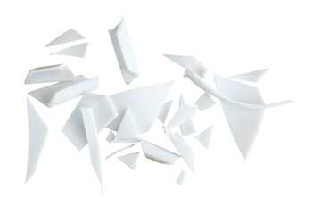 abstract plastic waste fragments isolated