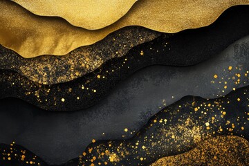 Obraz premium Luxurious Gold and Black Silk Fabric with Elegant Satin Folds, Shimmering Metallic Texture, and Premium Design for Glamorous Backdrops