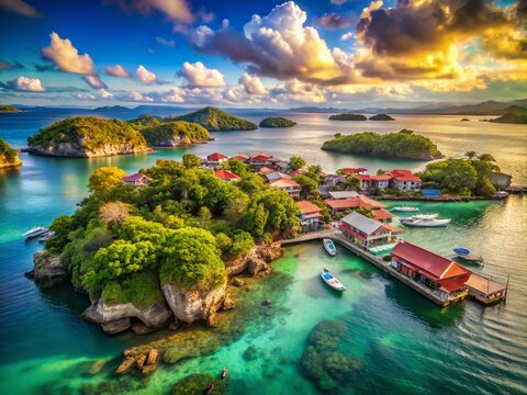 Surreal Bilevel Landscape: Guimaras Island, Philippines - City Locations Highlighted