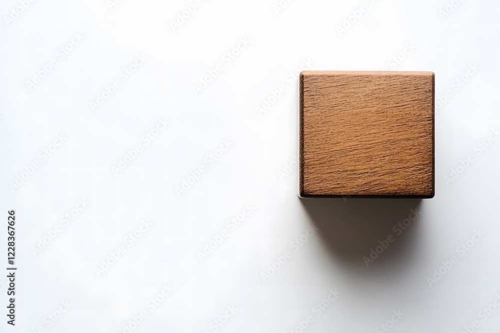 Poster isolated wooden block on clean white background showcasing simplicity and minimalism in design, perf