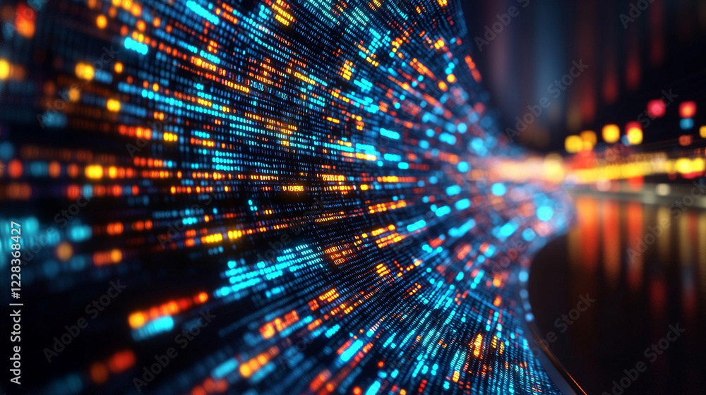 Poster a large digital funnel processes vast streams of online data symbolizing big data technology analysi