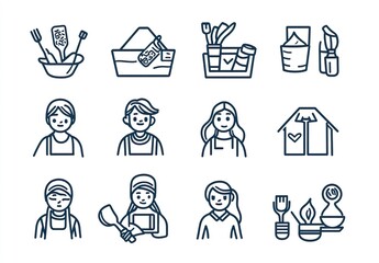 Fototapeta na wymiar Volunteering icons set. Outline set of volunteering vector