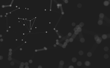 Fototapeta premium Abstract background. Molecules technology with polygonal shapes, connecting dots and lines. Connection structure. Big data visualization.