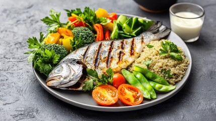 Grilled Fish with Quinoa and Vegetables