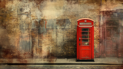 Obraz premium A classic telephone box standing on a street corner, capturing an iconic urban scene with a nostalgic touch.