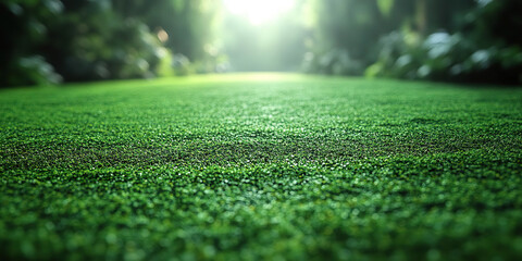 Naklejka premium Bright green grass with close-up focus and blurred background with natural light. Generated with AI.