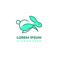 Cute rabbit logo with lineart and shape style