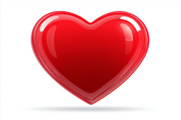 Glossy red heart shape on a clean white background. Perfect for love, romance, Valentine's Day