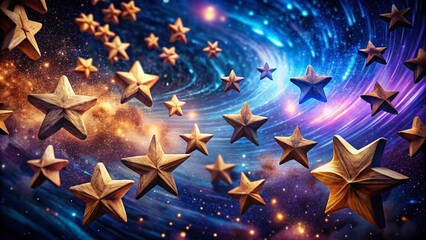 Surreal Wooden Stars: Celestial Dreamscape in Night Sky