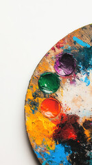 Vibrant artistic paint palette with multicolored acrylics for creative projects and design inspiration