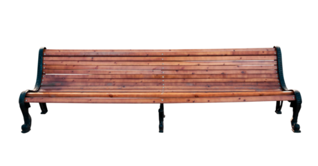 Park bench isolated closeup