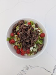 Salad with ground beef 