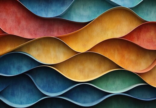 wallpaper from wavy shapes filled colorful gradient