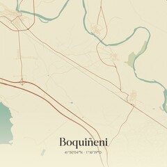 Retro Spanish map of Boqui�eni, Arag�n. Vintage street map.
