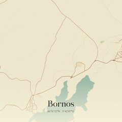Retro Spanish map of Bornos, Andaluc�a. Vintage street map.