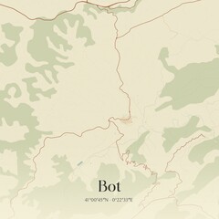 Obraz premium Retro Spanish map of Bot, Catalu�a. Vintage street map.