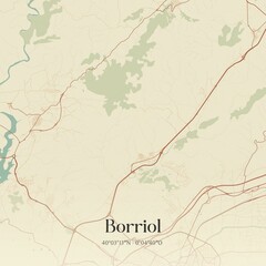 Obraz premium Retro Spanish map of Borriol, Comunidad Valenciana. Vintage street map.