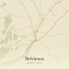 Retro Spanish map of Briviesca, Castilla y Le�n. Vintage street map.