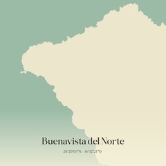 Retro Spanish map of Buenavista del Norte, Islas Canarias. Vintage street map.