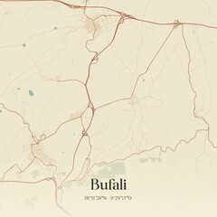 Retro Spanish map of Bufali, Comunidad Valenciana. Vintage street map.