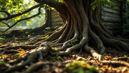 Fototapeta premium Ancient Tree Roots in a Mystical Forest