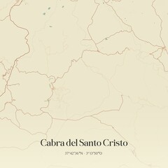 Retro Spanish map of Cabra del Santo Cristo, Andaluc�a. Vintage street map.