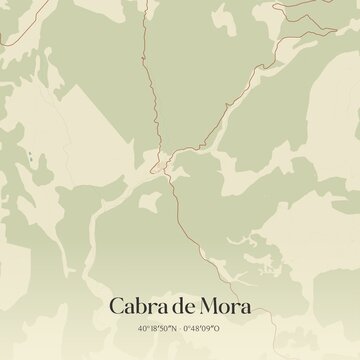 Retro Spanish map of Cabra de Mora, Arag�n. Vintage street map.