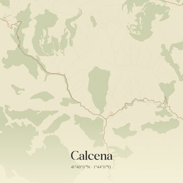 Retro Spanish map of Calcena, Arag�n. Vintage street map.